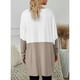 thumbnail image 4 of Sudadera de mujer con bolsillos Poliéster Manga larga Cuello redondo Top informal para primavera y verano Caqui S, 4 of 6