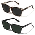 thumbnail image 1 of Gafas de Sol Polarizadas TIJN Clásicas Cuadradas UV400 Paquete de 2 Negro/Leopardo, 1 of 6