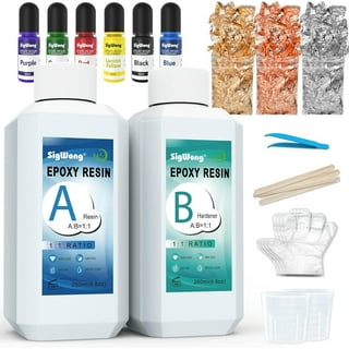 Teexpert Epoxy Resin Kit for Beginners, Resin Kit with Coaster Molds, Silicone Molds Kit, Pigments, Mica Powder, Foil Flakes, Crystal Clear Art