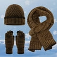 thumbnail image 2 of Bibifish 3 PCS Scarf Hat Glove Sets For Men Women Knitted Scarves Touchscreen Mittens And Matching Beanie Hats Winter Warm Scarf Hat Glove Sets, 2 of 4