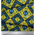 thumbnail image 3 of Soimoi Yellow Georgette Viscose Fabric Check & Geometric Printed Fabric 1 Yard 42 Inch Wide, 3 of 5