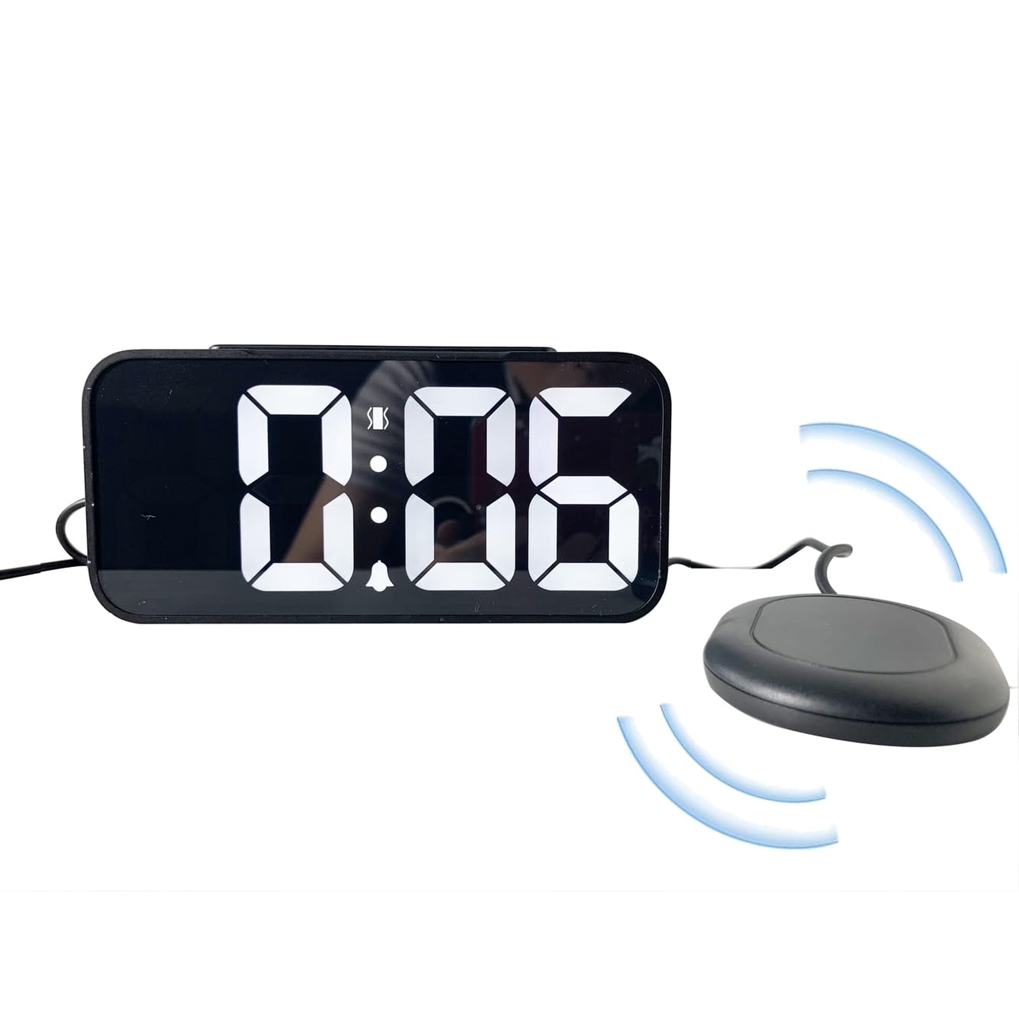Extra Loud Vibration Alarm Clock with LED Display for Deep Sleepers Hearing Impaired