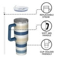 thumbnail image 4 of OBREWU Blue Tan and White Tumbler with Handle and Lid,Blue Tan and White 40oz Double Wall Vacuum Insulated Tumbler,Cups Gift for Women and Men, 4 of 7