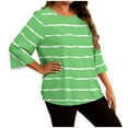thumbnail image 2 of Gamivast Women Plus Size Tops 3/4 Sleeve Striped Print Tunic Shirts Loose Casual Crew Neck Drop Shoulder Blouse Spring Summer Outfit Fashion Clothing, 2 of 6
