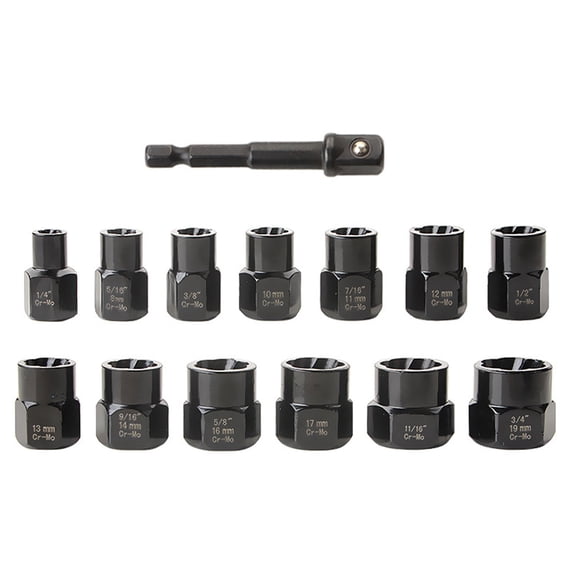 14Pcs Bolts & Nut Remover Set Bolts Extractor for Removing Strip Damaged Rounded Damaged Rusted Bolts & Nut