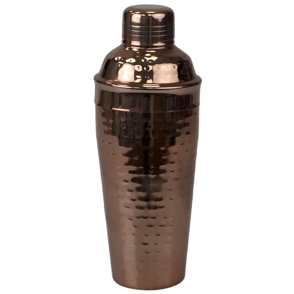 Home Basics 750 ml Hammered Steel Cocktail Shaker, Copper