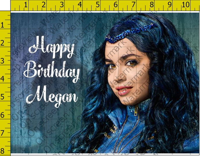Evie Disney Descendants Birthday Personalized Edible Frosting Image 1/4 sheet Cake Topper