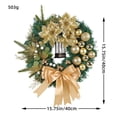 thumbnail image 2 of Golden Christmas Needle Wreath Elegant Holiday Window Rattan Door Hanging Festive Home, 2 of 6
