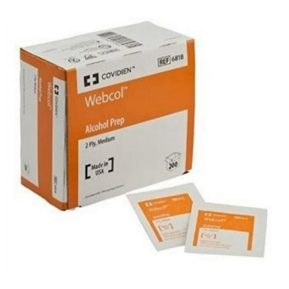 Webcol Individually Packaged 2 Ply Skin Prep Pads Box, 200 Count