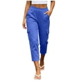 thumbnail image 2 of Drovellove Women's Plus Size Casual High Waisted Capri Pants with Pockets - Soft Stretch Full Length Cargo Pants for Work, Travel & Weekend Errands, 2 of 9