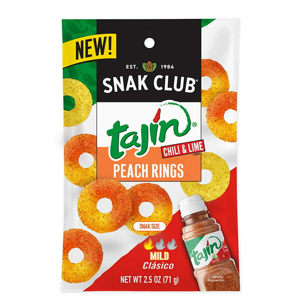 Snak Club Tajin Peach Rings, 2.5 Ounce, 12 Count