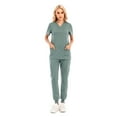 thumbnail image 2 of SHITINN Scrubs for Women Set Easy Care Uniforms Grey Scrub Top and Scrub Pants Quick Drying Nurse Shirt Pants Set, 2 of 5