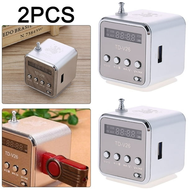 Mini altavoz pequeño con radio portátil TD-V26 plateado (Plata)
