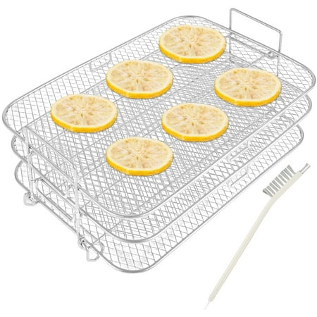 

CIVG 3 Pack Stackable Air Fryer Racks Rectangle Air Fryer Mesh Tray Multi-Layer Toast Rack Stainless Steel Dehydration Rack Compatible with Ninja FG 551/Ninja IG 651 Air Fryer