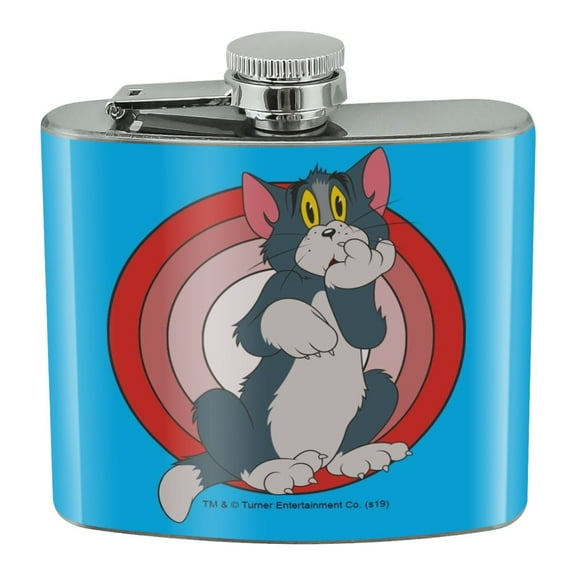 Tom and Jerry Tom Character Stainless Steel 5oz Hip Drink Kidney Flask