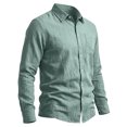thumbnail image 6 of Linen Shirts for Men Long Sleeve, Casual Summer Button Down Shirt Tops, Fashionable Loose Breathable Solid Color, light Green 2xl, 6 of 6