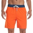 thumbnail image 1 of Men's Plus Size Quick Dry Swim Trunks, 4-Way Stretch Elastic Waist Multi-Pocket Loose Beach Pool Vacation Bathing Shorts,Orange,S, 1 of 8