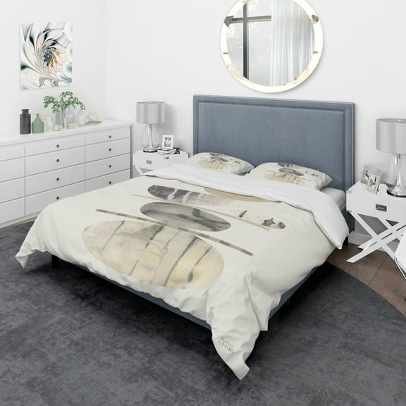 Designart 'Geometric Balance Neutral II' Geometric Duvet Cover Set