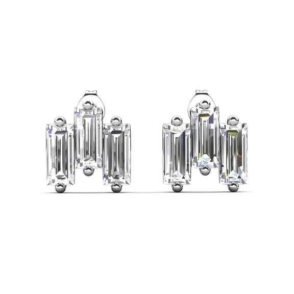 Cate & Chloe Jovie 18k White Gold Plated 3-Stone Stud Earrings with Swarovski Crystals