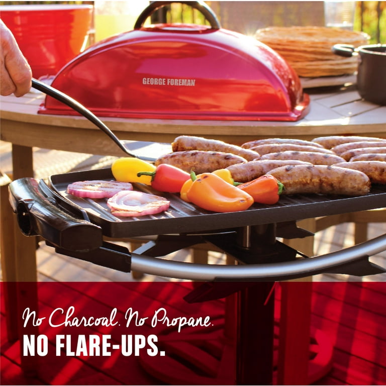 George Foreman 12-Serving Indoor/Outdoor Rectangular Electric Grill, Red,  GFO201R
