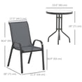 thumbnail image 3 of Outsunny Outdoor Bistro Set Small Patio Set w/ Stackable Chairs, Dark Grey, 3 of 10
