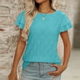 thumbnail image 5 of JGGSPWM Women's Eyelet Hollow Out Summer Crew Neck Flutter Sleeve Flowy Loose Fashion Elegant Casual Tees Shirt Blouse Green XL, 5 of 7