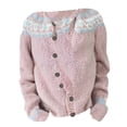 thumbnail image 4 of iHPH7 Fair Isle Sweater Women Travel Cardigan Button Up Cardigans for Women's Outerwear Casual Outerwear Crew Neck Sweater for Women Vintage Sweaters for Women Pink 2 5XL, 4 of 4