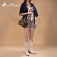 thumbnail image 2 of Montana West Mini Barrel Crossbody Bag Western Tooled Design with Buckle, Light Coffee, 2 of 6