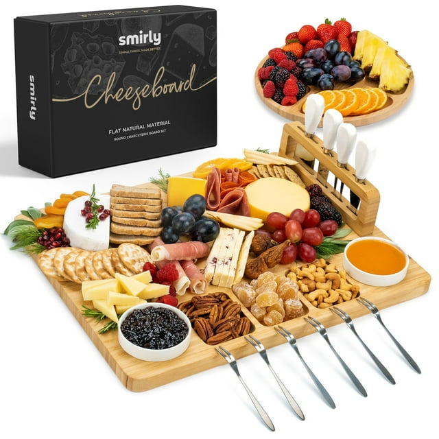 Juego de tablas de charcutería SMIRLY Large Cheese Bamboo con accesorios