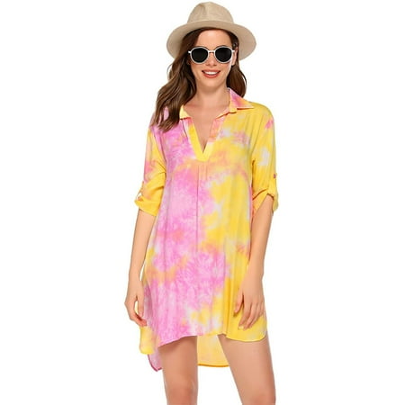 Swimsuits Tankini for Women AXXD Swimsuit Beach Cover Up Shirt Bikini Beachwear Bathing Suit Beach Dress For New Trends Multi-color M