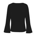 thumbnail image 4 of Yigetop Ruffle Blouse, Fall T Shirts Women Loose Fit Long Sleeve Boat Neck Tops Casual Blouses Print Sleeve Tops Bell Sleeve Top Black 3XL, 4 of 6