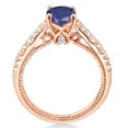 thumbnail image 3 of Gem Stone King 18K Rose Gold Plated Silver Blue Lapis and White Created Sapphire Engagement Ring for Women (1.27 Cttw, Cushion 6MM, Gemstone Birthstone, Available in Size 5, 6, 7, 8, 9), 3 of 5