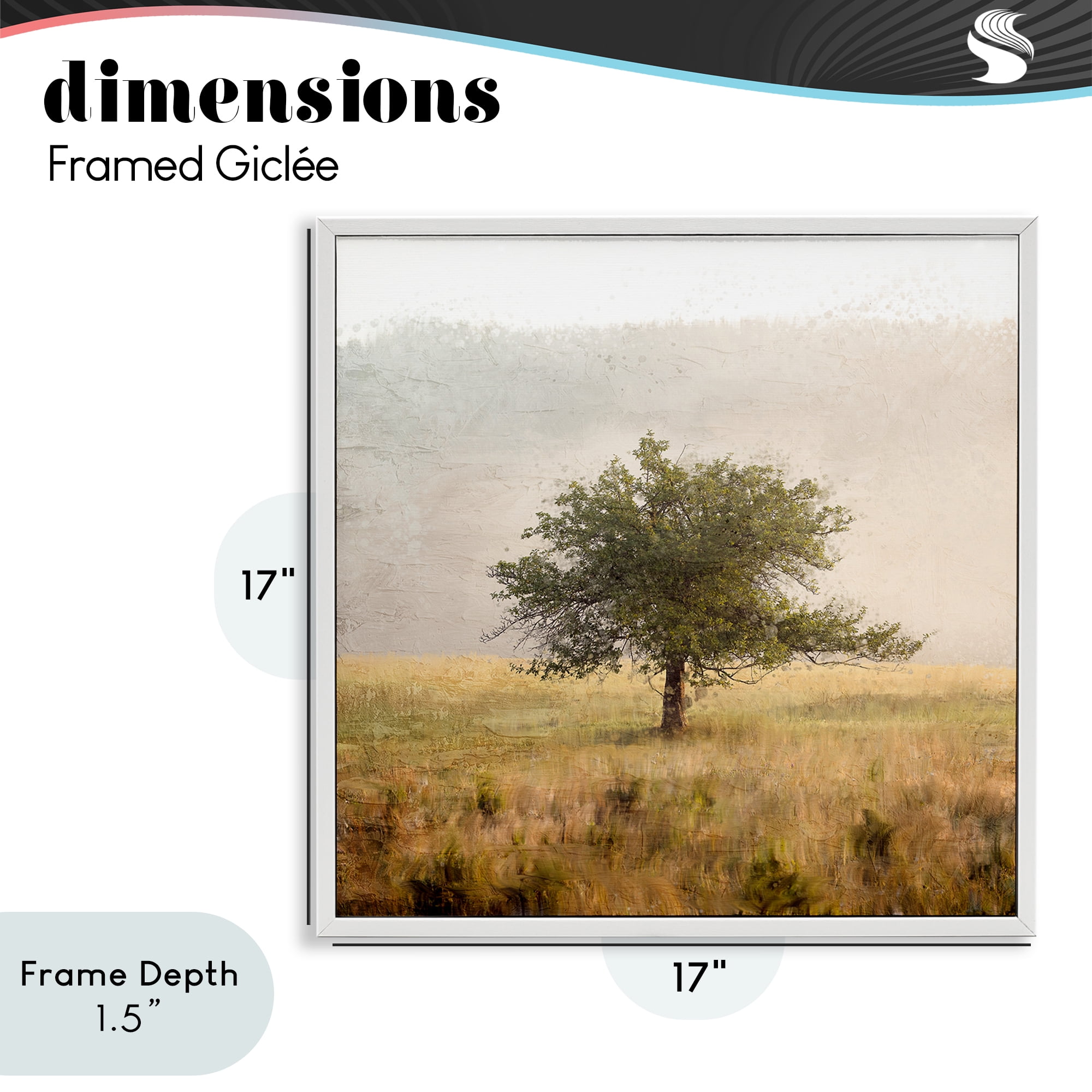 Stupell Industries Tree Alone in Golden Field White Framed Giclee Art, design by Anne Bailey