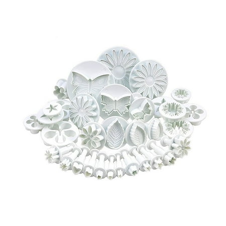 - Plastic Fondant Cake Decorating Mold Mould Sugarcraft Plunger Cutter 33 in 1