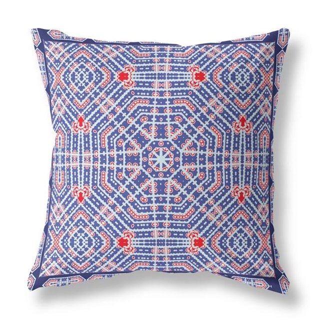 HomeRoots 415054 18 Po Geostar Coussin d'Intérieur et d'Extérieur & 44; Bleu et Rouge