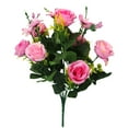 thumbnail image 1 of Bouquet de Roses Artificielles à 10 Branches, Décoration Florale Simulée pour Mariage, Rose Foncé, 1 of 9
