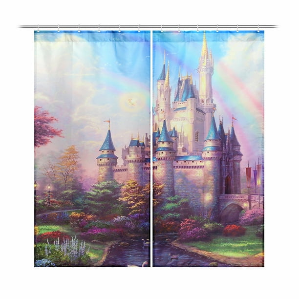 2pcs 29 65inch Castle Theme Window Curtain Bathroom Shower Door Screen Com 2pcs 29 65inch Castle Theme Window, Disney World Castle Shower Curtain
