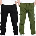 thumbnail image 2 of Spazoro Boys Cargo Pants with Multi-Pockets, Solid Color 2PC Baggy Elastic Waist Soft & Warm Casual Jogger Pants for Boys Green Size 4 T, 2 of 9