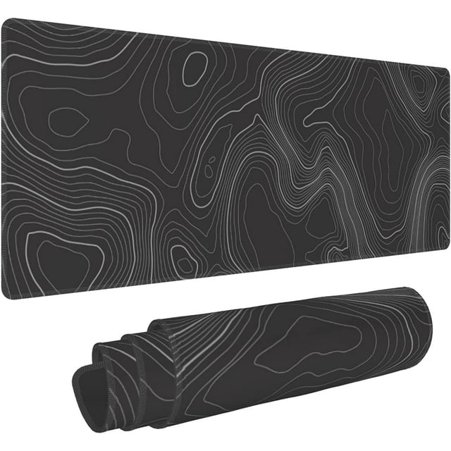 Large Gaming Mouse Pad Map Lines Contour Geographic PC Computer Keyboard XXL Mouse Mat Desk Pad Non-Slip Desk Mat for Home Office Gaming Work, 31.5 X 12 in