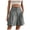 v#20Grey82, variant on Rggeeun Women Shorts Solid Color Elastic Waist Knit Soft Breathable Loose Fit Knee-Length Pleated With Side Pockets & Button For Summer Everyday Use Cozy Bottoms,Black,L