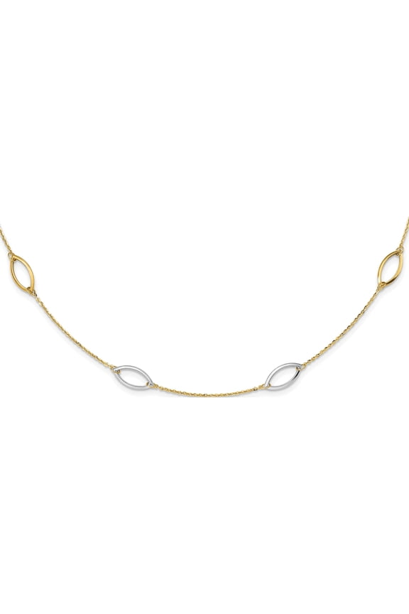 14K Two-Tone Fancy Link Necklace (31.5 X 7) Made In Italy sf2854-31.5