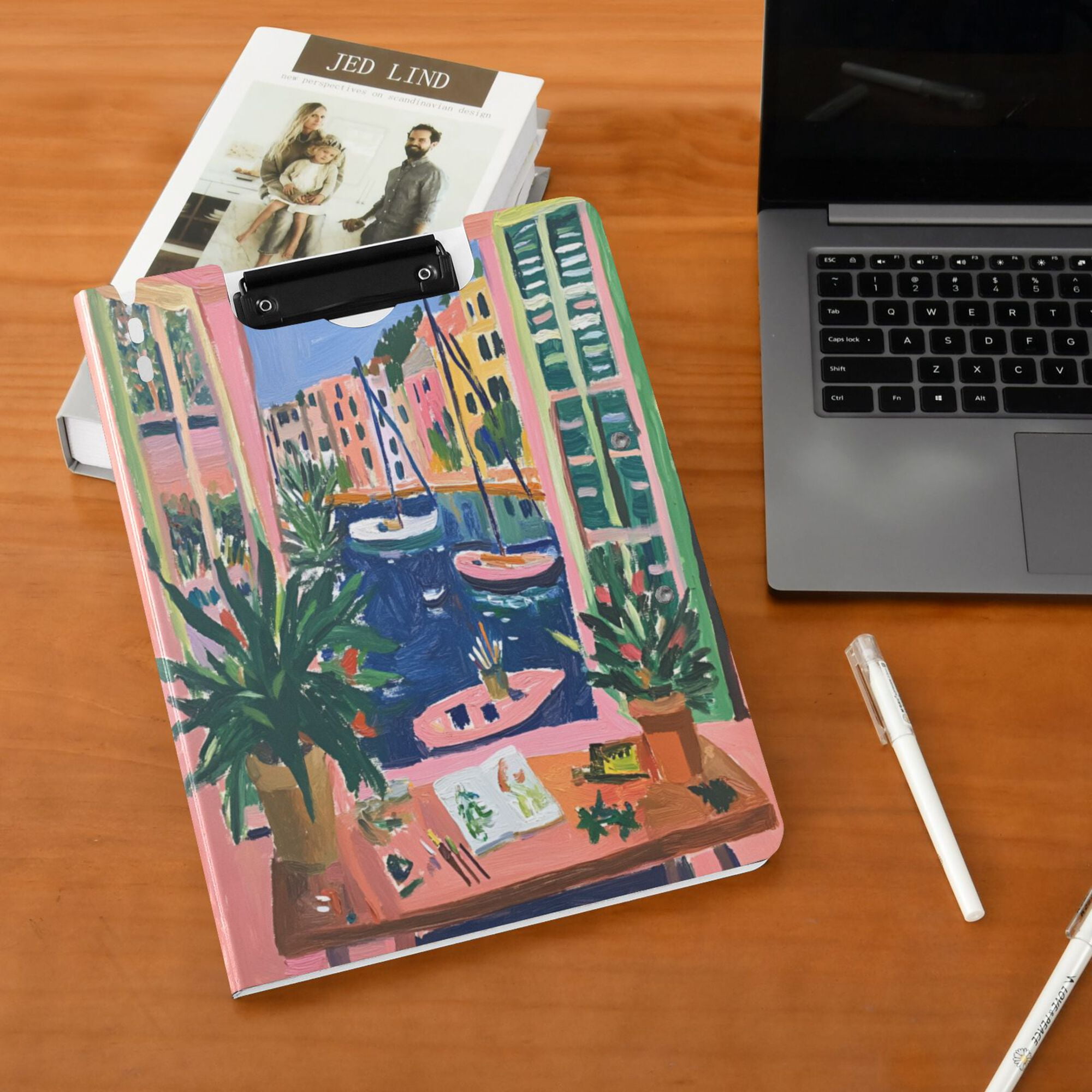 FORMRS A4 Clipboard Folder with Pen Holder Horizontal Foldable School Office Binder, Green Window