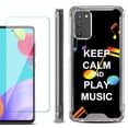 thumbnail image 1 of Shockproof Bumper Phone Case for Samsung Galaxy A03s, with Tempered Glass Screen Protector, by OneToughShield ® - Keep Calm Music, 1 of 4