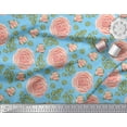 thumbnail image 3 of Soimoi Blue Cotton Cambric Fabric Leaves & Camellias Floral Print Fabric by the Yard 56 Inch Wide, 3 of 3