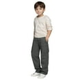 thumbnail image 6 of HAOTAGS Big Boys Casual Cargo Pants(3-14), Elastic Waist Stright Leg Pants with Multi-pockets Dark Gray 6-7Years, 6 of 10