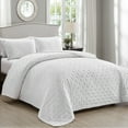 thumbnail image 7 of Mocaletto Classic, Modern, Boho Soft Touch 3-Piece White Geometric Quilt Set - Queen, 7 of 7