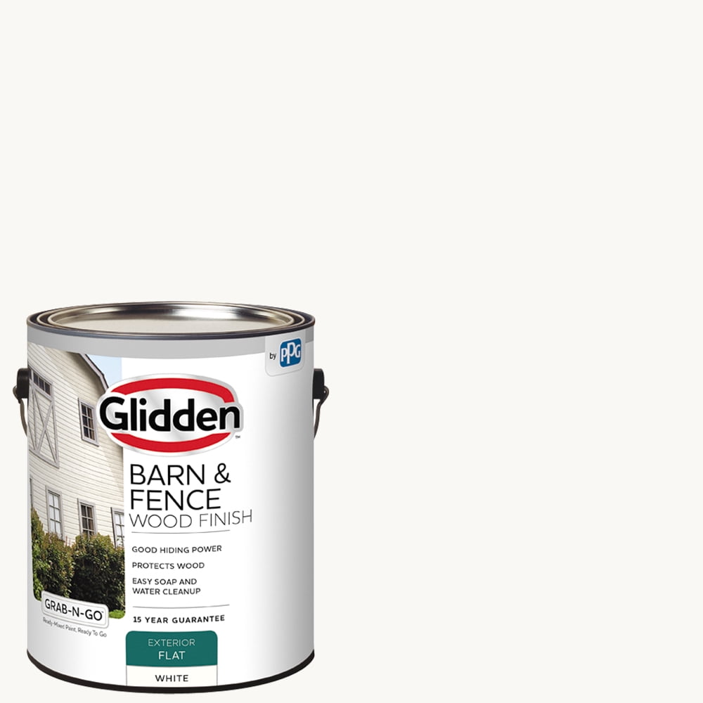Glidden Barn & Fence Wood Finish Exterior Paint, White, 1 Gallon, Flat