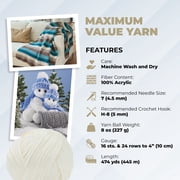 Mary Maxim Maximum Value Acrylic Cream Yarn for Crocheting, Knitting 474 Yds, Aran