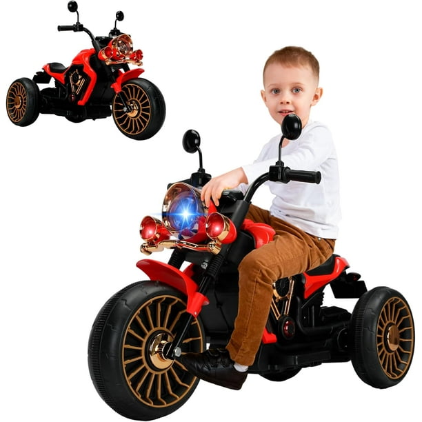 Moto Electrica Bluelander, Infantil, Motocicletas para Niños y Niñas, con Luces Led, Rojo