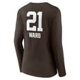 thumbnail image 3 of Women's Denzel Ward Brown Cleveland Browns Team Wordmark Player Name & Number Long Sleeve V-Neck T-Shirt, 3 of 3